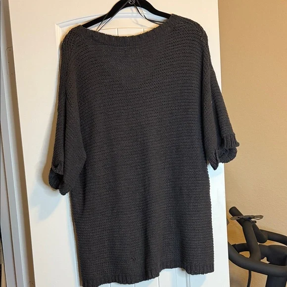 FAT FACE LOOSE KNIT Sweater TOP Grey Short Sleeve Cotton Blend Relaxed Small - Picture 5 of 5